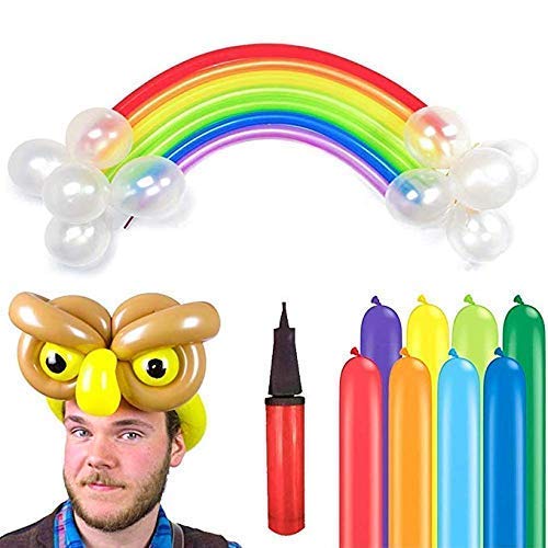 HAKACC Magic Balloons Kits,200 Pack 260Q Animal Balloons Assorted Color Thickening Latex Modeling Twisting Balloons for Animal Shape Weddings, Birthdays Clowns, Party Decorations