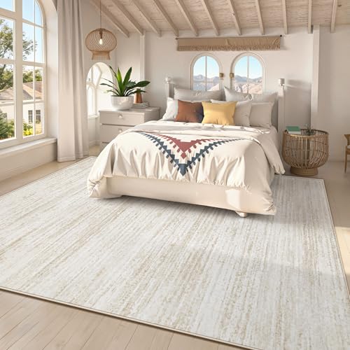 Area Rug 8x10 Living Room Rugs: Washable Modern Rug Large Non-Slip Soft Rugs Stain Resistant Printed Rug Indoor Carpet for Bedroom Kitchen Dining Room Nursery Playroom Home(Beige, 8'x10')