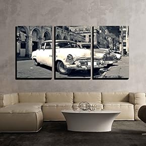 Old Havana Classic Cars - 3 Panel Canvas Art