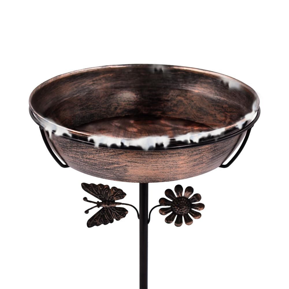 OUISJYER Metal Bird Baths for Outdoors, 2.7" Deep Bird Bath Bowl with ...