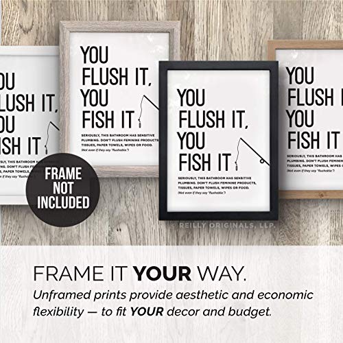 5x7" *UNFRAMED PRINT* Funny You Flush It Fish It Bathroom Sign Sensitive Plumbing Septic System Do not Decor Farmhouse Rustic Art Modern Humor No Tampon Feminine Sanitary Product Toilet Paper Humor - Thumbnail 3