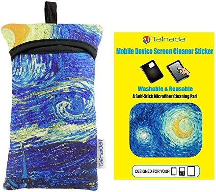 Tainada Shockproof Smartphone Neoprene Sleeve Carry Bag Pouch with Neck Lanyard & Carabiner for iPhone 11, 11 Pro Max, XR, Xs, Samsung S10+, Note10, Google Pixel 4, 3a XL, LG G8. (Starry Night Bundle)