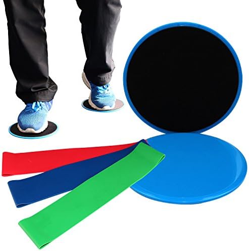 Resistance Loop Bands and Gliding Discs - Professional Non-Latex Exercise Resistance Bands for Upper and Lower Body Exercise, Strength Training without Weights, Physical Therapy, Lower Pilates