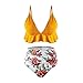 SS Queen Womens High Waisted Swimsuit Ruffle Print Bikini Swimwear Two Pieces Bathing Suit Yellow