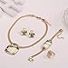 MOOCHI 18K Gold Plated Green CZ Cubic Zircon Tear Drop Hollow Rhinstone Chain Necklace Jewelry Set