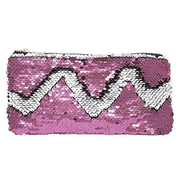 Ekan Small Sequins Hand Bag Cosmetics Makeup Hand Pouch for Women and Girls 20 Gram Light Pink Pack of 1