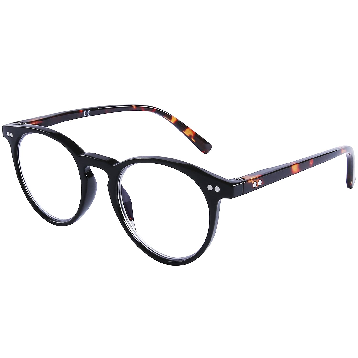 DOOViC Black Round Reading Glasses Blue Light Blocking Computer Readers Glasses for Women/Men +3.0