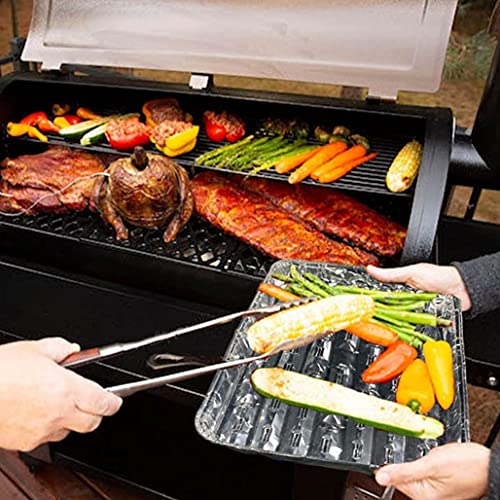 Mudouluo 20 Pack Disposable Aluminum Foil Broiler Pans Grill Liners Aluminum BBQ Grilling
