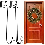 Panacea (2 Pack) Over The Door Holiday Wreath Hangers Black Metal Décor For Outdoor Decorations