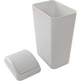 Saedy 3.2 Gallon/ 12L Swing Lid Trash Can, Greyish Slim Waste Paper Basket | Plastic Garbage Can for Office Bathroom Bedroom Dorm Study