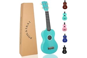 POMAIKAI Soprano Ukulele for Beginners, Guitar 21 Inch Ukelele Instrument for Adults Wood Guitar Small Hawaiian Ukalalee Starter (Light Blue)