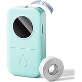 Phomemo Label Maker Machine with Tape, D30 Portable Mini Label Printer, Small Bluetooth Label Makers Handheld Thermal Sticker, Multiple Templates Fonts Icon Custom Name Label for Home Kids, School