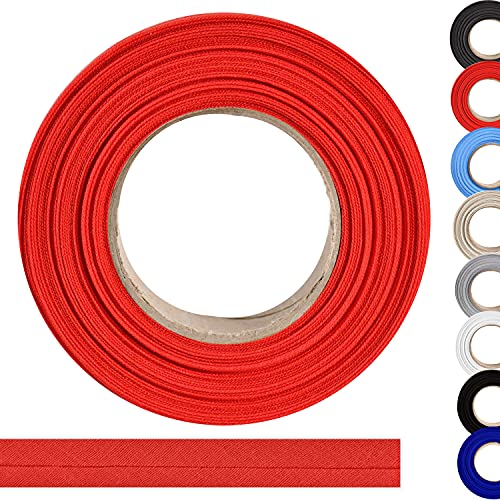 Bias binding made of 100% cotton - 10 mx 18 mm (folded) edging tape, cotton ribbon, bias binding - Ideal for DIY sewing - Made in Belgium, on a roll (red)