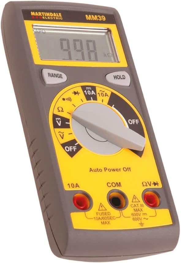 Martindale MM39 Auto Ranging Digital Multimeter 600V AC/DC CAT III Yellow