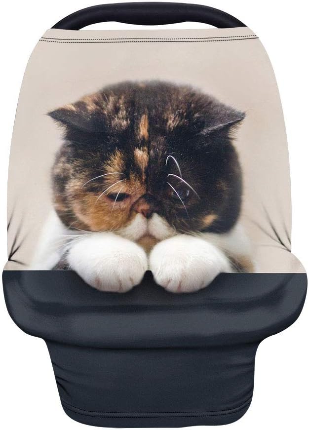Coloranimal Kitten Cats Printed Funny Nursing Cover for Baby Breastfeeding Elastic Soft Protector Car Seat Covers for Babies Stretchy Breathable Infant Stroller/Shopping Car