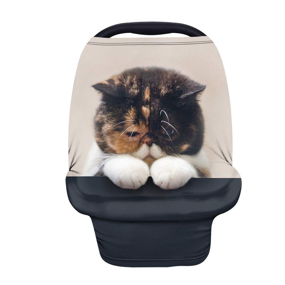 Coloranimal Kitten Cats Printed Funny Nursing Cover for Baby Breastfeeding, Elastic Soft Protector Car Seat Covers for Babies, Stretchy Breathable Infant Stroller/Shopping Car