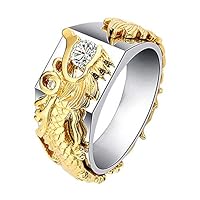 alignmentpai Mens/Womens Shiny Rhinestone Ring Fashion Dragon Shape Band Party Jewelry Gifts Golden 10