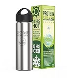 Protein Shaker Bottle - Stainless steel double walled shaker with stainless steel shaker ball available in 2 designs - 1 28-ounce shaker bottle and 1 shaker ball