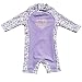 BONVERANO Kids UPF 50+ Sun Protection 3/4 Sleeve One Piece Zip Sun Suit with Sun Hat (3-6 Months, Lavender) primary