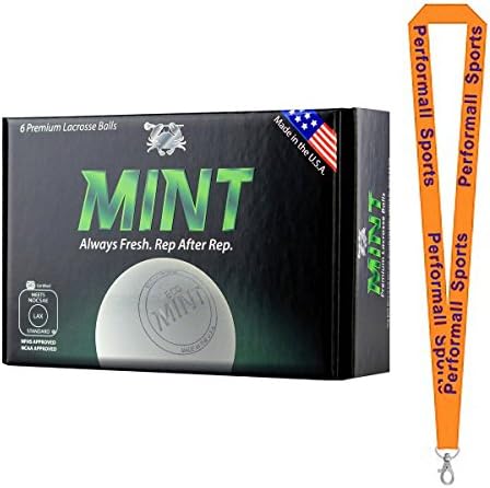 East Coast Dyes Mint Lacrosse Ball NOCSAE/SEI White Six Pack 6-Balls with 1 Performall Lanyard Mint-White-6P