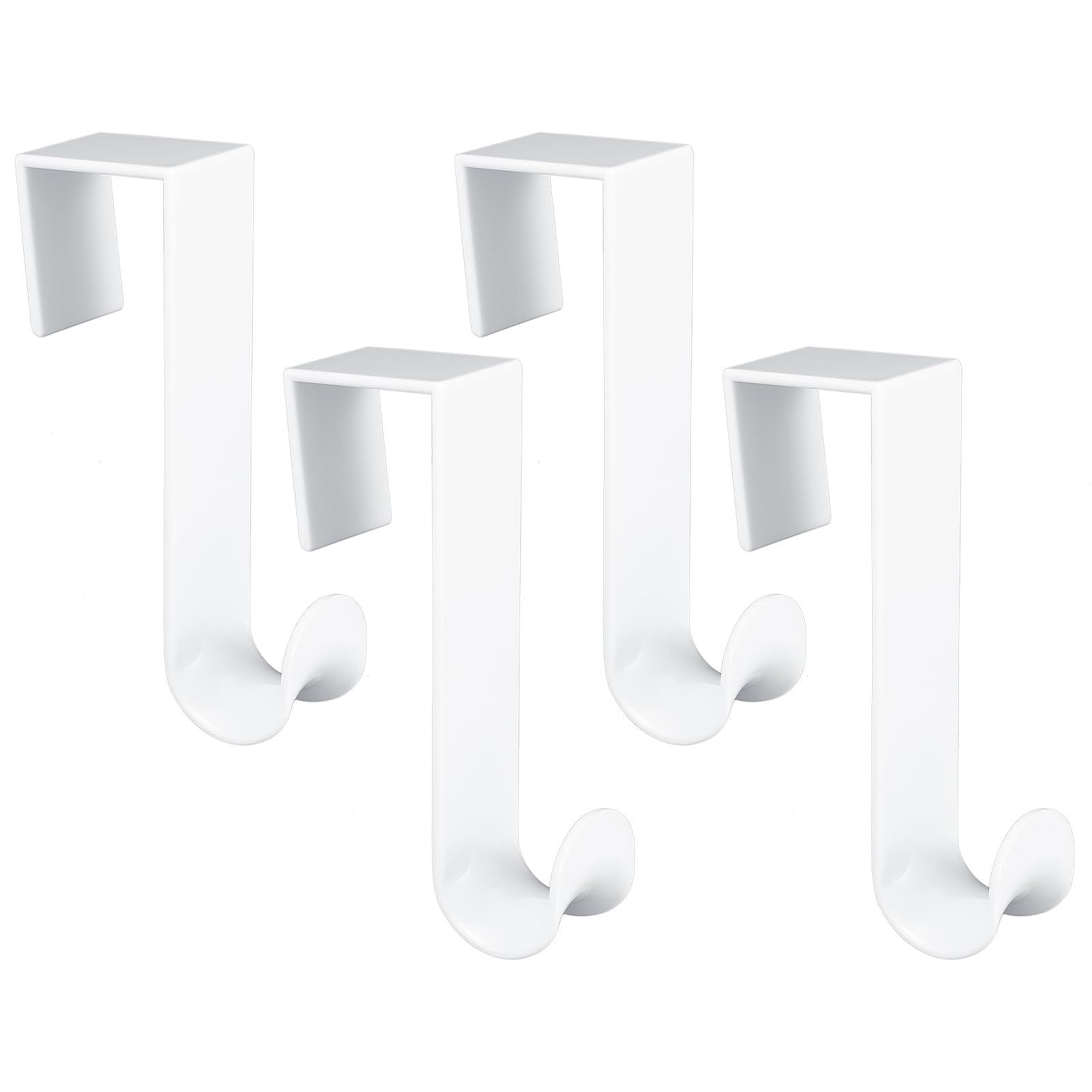 Giantree Plastic Over The Door Hooks, 4 Pack Door Hanger Hook White Coat Rack Hook, Plastic Over Doors Hooks for Hanging Clothes Towels for Bedroom Kitchen Bathroom