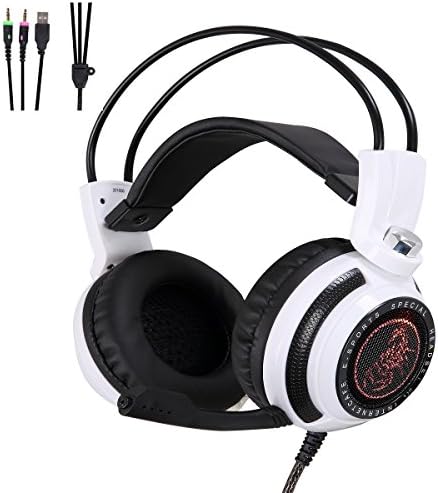 FNSHIP 3.5mm Port Wired Gaming Headset,LED Backlit Stereo Bass Vibration Earphones Headphone with Mic Volume Control for PS4 New Xbox One PSP PC Laptop Tablet Smartphones (V5)