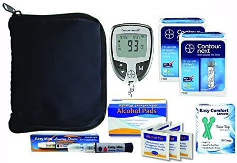 Slight Touch Contour Next Diabetes Testing Kit - Ez Meter, 100 Bayer Contour Next Test Strips, 100 30g Lancets, 1 Lancing Device, 100 Alcohol Prep Pads by Slight Touch