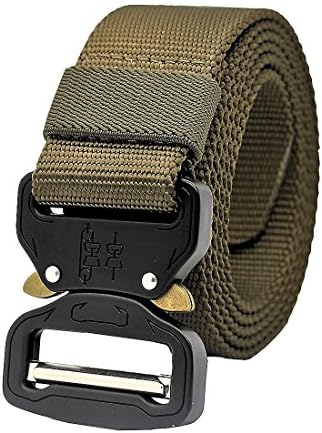 GRULLIN Tactical MOLLE Nylon Belt,Military Style Riggers Web Waist Belt with Heavy Duty Quick Release Metal Buckle for Men