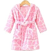 JZLPIN Unisex Baby Hooded Bathrobe Kids Flannel Pajamas Dressing Gown for Boys Girls