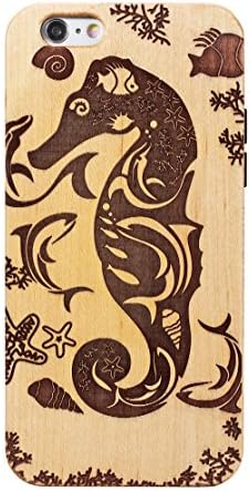 JuBeCo 2016 New Arrivals Wood iPhone 6S Plus Case Back Cover , Genuine Bamboo Wood Case for iPhone 6/6S Plus(5.5inch) - Handmade Wood (sea horse maple)