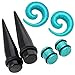 JOVIVI 6pcs Ear Stretching Kit Acrylic Tapers + Spiral Snail Plugs + Howlite Turquoise Tunnels Gauges Set 8mm-16mm