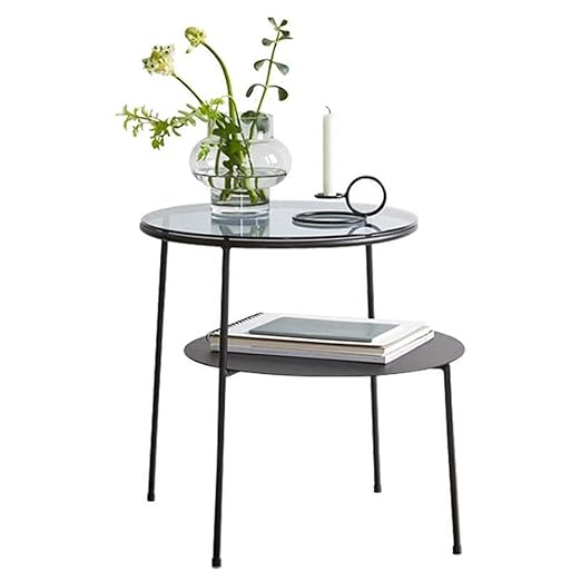 HANSHAN Mesa auxiliar Mesa Auxiliar, Mesa Lateral De 2 Niveles Con ...