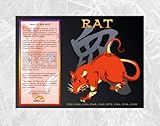 Asian Oriental Chinese Zodiac Poster Year of the Rat: Birth Years 1912 1924 1936 1948 1960 1972 1984 1996 2008