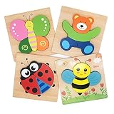Tunery Wooden Animal Jigsaw Puzzles for Toddlers Toys for 1 2 3 Year Old, Boys & Girls Educational Toys Gift, Free Drawstring Bag for Easy Storage