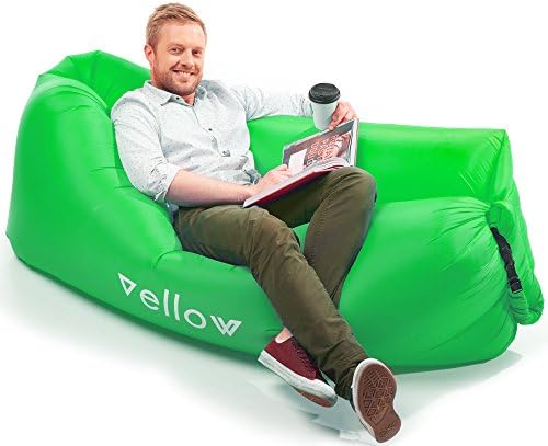 Vellow Inflatable Lounger, Hangout Lazy Bag, Blow-Up Air Couch, Sofa, Hammock With Carry Bag &amp; Bottle Opener For Camping, Beach &amp; Pool Parties, Home