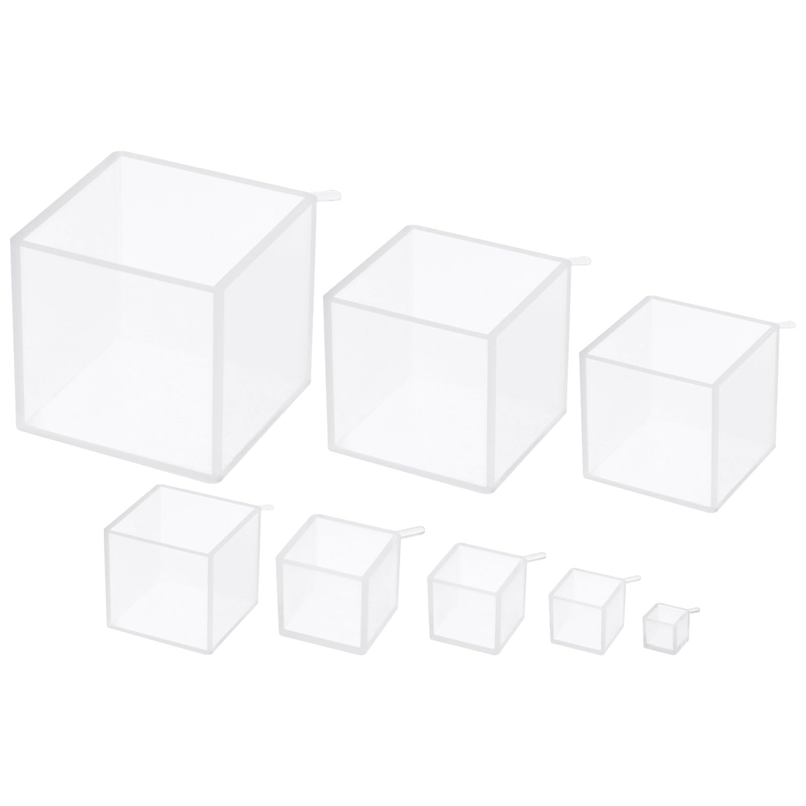 uxcell Resin Silicone Mold 4" Set (8pcs) Cube Large Epoxy Mould for Resin Crafts DIY Art Home Decoration, Transparent
