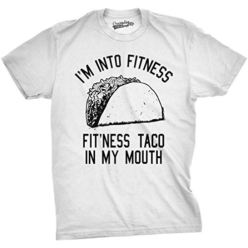 Mens Fitness Taco Funny Gym T Shirt Humorous Mexican Food Tee For Guys (White) -S