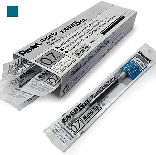 Box of 12 x PENTEL Energel 0.7mm Refill Metal Tip LR7 - Fits Energel Xm, BL77/BL57/BL37 - Turquoise Ink
