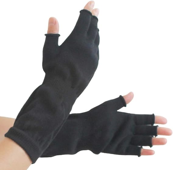 Amazon Co Jp 手袋 Uv カット ショート レディース 冷房対策 アームカバー 指切り 日本製 指なし 綿 涼しい 吸水 速乾 無地 10色 事務 ドラッグストア