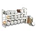 Polder Chrome 18-Jar Compact Spice Rack, 18-5 ounce Glass Jar has Perforated Shaker Caps, Chrome Plated Lids, Sleek Enough for Countertop, Compact for Cabinet Storage