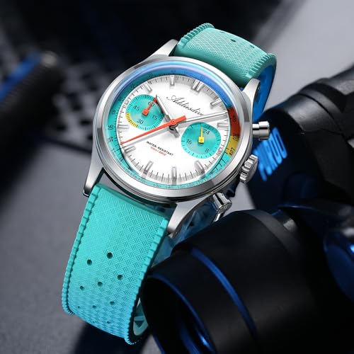 ADDIESDIVE Men’s 38mm Quartz Chronograph Watch, 100M Water-Resistant, BGW9 Luminous, 316L Stainless Steel, Nylon Strap, FKM, Rubber