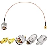 Superbat SMA macho a N macho RF coaxial cable coaxial de 6 pulgadas + 5 piezas kit adaptador coaxial RF, cable SMA-N + kit ad
