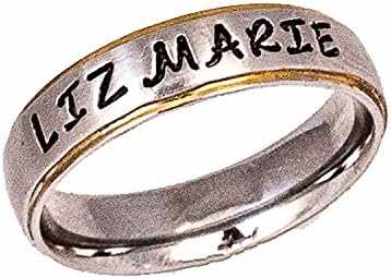 Personalized Custom Made Stainless Steel 6mm Name Ring With Gold Edge Made in USA