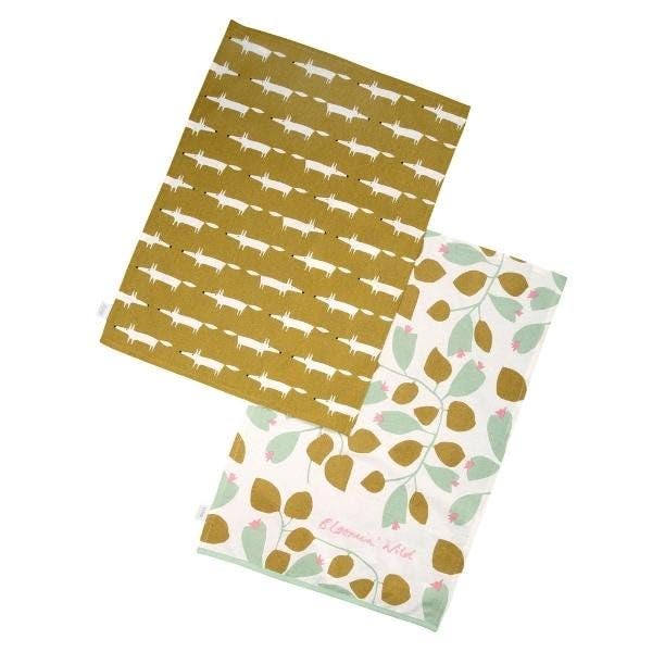 Scion by Dexam Mr Fox Set of 2 Tea Towels - Ochre