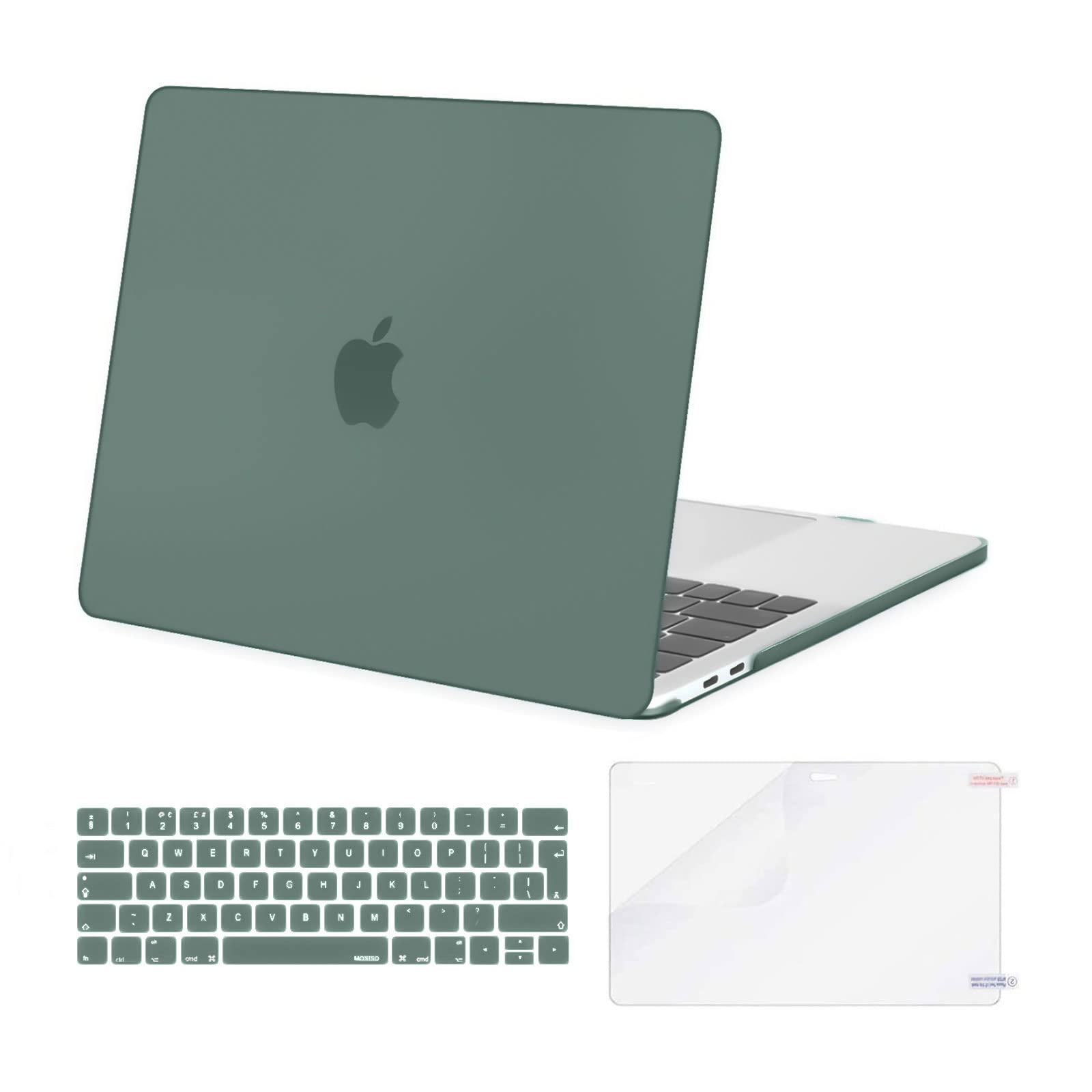 MOSISO Compatible with MacBook Pro 13 inch Case M2 M1 2026 2025 2024 2023-2016 Release A2338 A2289 A2251 A2159 A1989 A1706 A1708, Plastic Hard Shell Cover&Keyboard Skin&ScreenProtector, Midnight Green