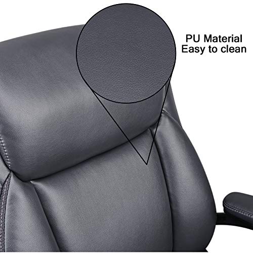 Mysuntown Executive Office Chair, Bonded PU Leather Swivel Chair for Big and Tall Users, Ergonomic High Back with Lumbar Support
