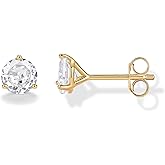 PAVOI 14K Gold Plated 925 Sterling Silver Cubic Zirconia Stud Earrings for Women - Simulated Diamond CZ Earrings