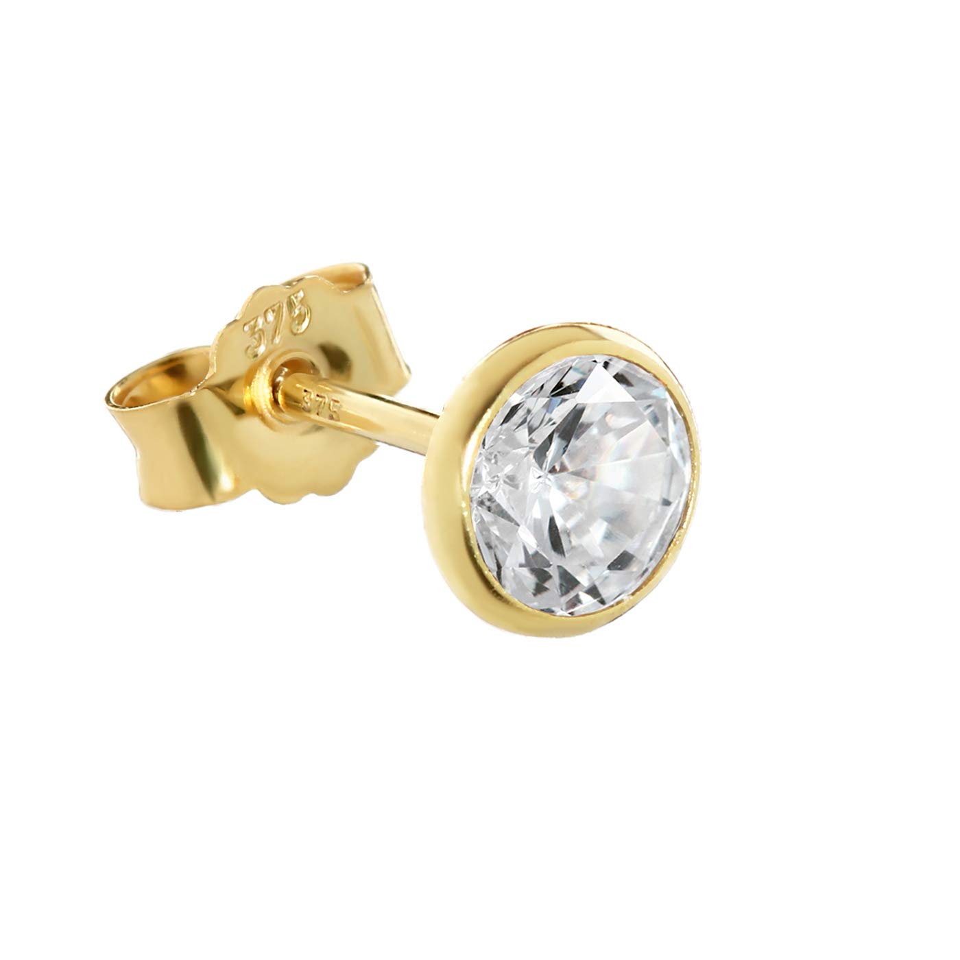 NKlaus single 5,3mm calyx stud earrings yellow gold gold earring Zirkonai white 2607