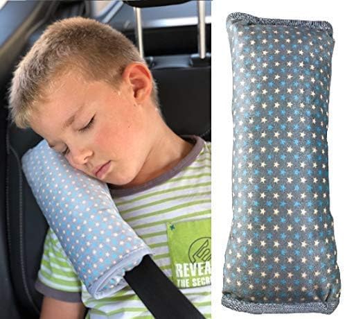 HECKBO car seat travel pillow for children kids, machine washable, car Seatbelt pillow cover pillows protection car pillow