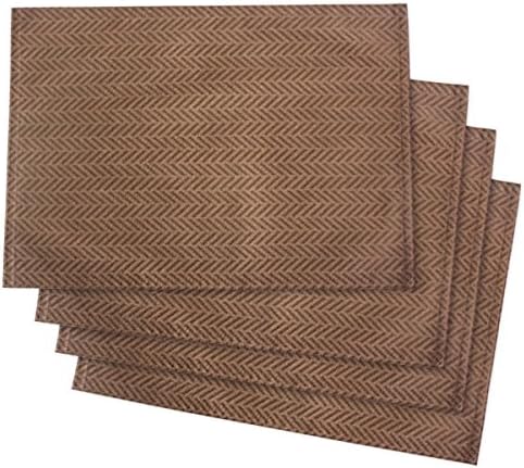 Cleib herringbone pattern and water-repellent mats 4 piece sets about 32x45cm Brown FS006